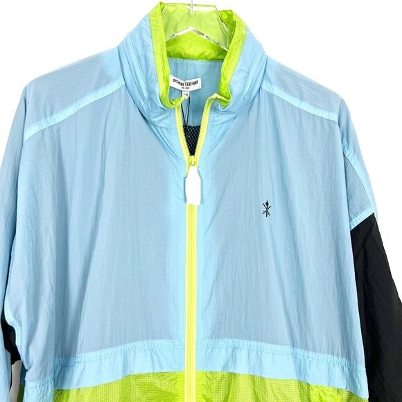 NWT Opening Ceremony Jacket Mens L Blue Green Black Colorblock Nylon Windbreaker - Picture 2 of 15